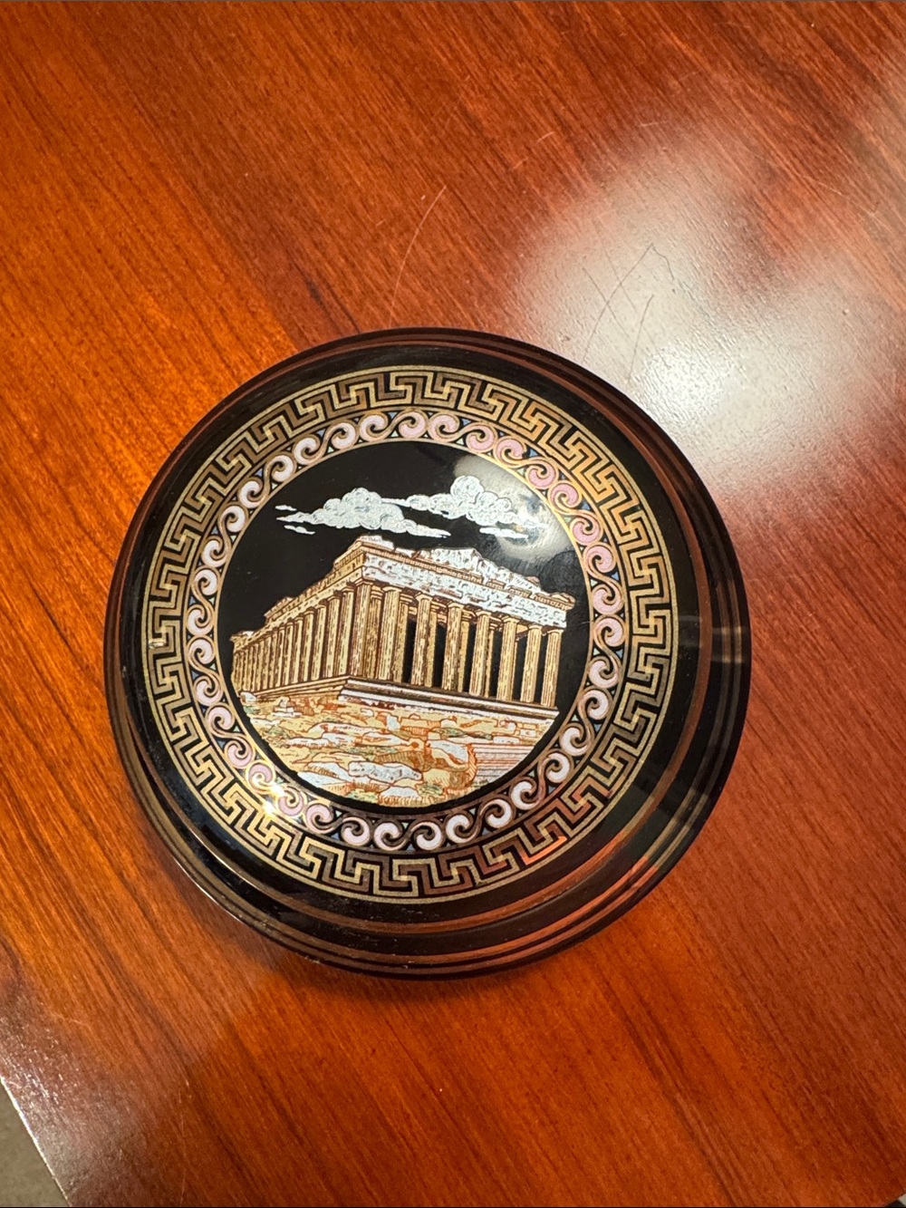 Black & 24 K Gold Decorative Jewelry Box - Classic Greek Design